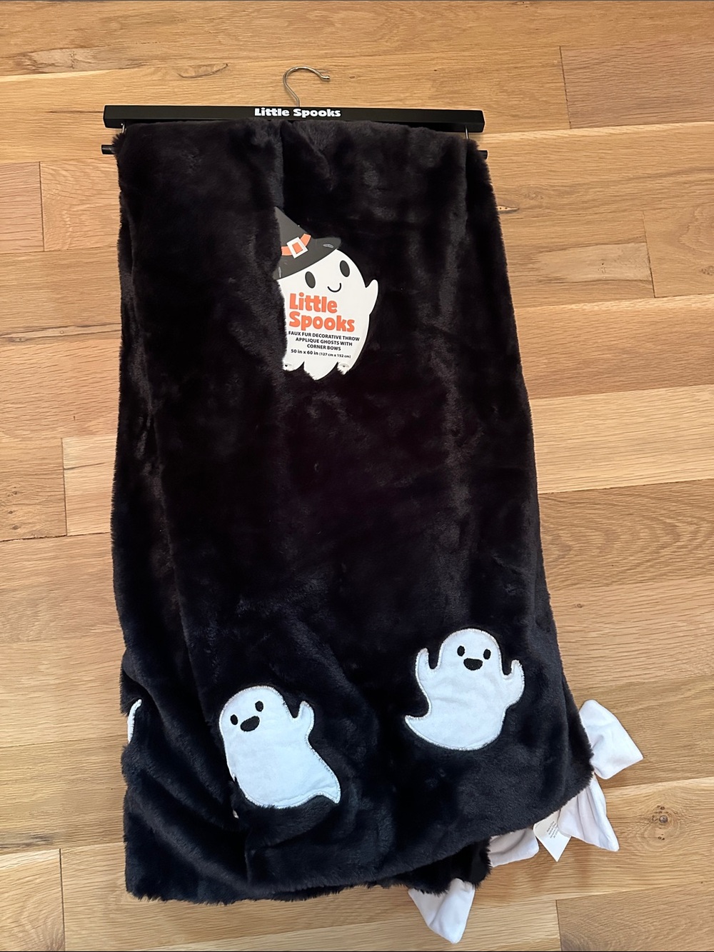 Little Spooks Black Plush Ghost Throw